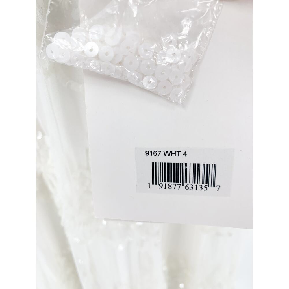 MAC DUGGAL Dress Size 4 Evening Gown White NEW Tiered Ruffle Cap Sleeve Cut Out - Picture 7 of 9